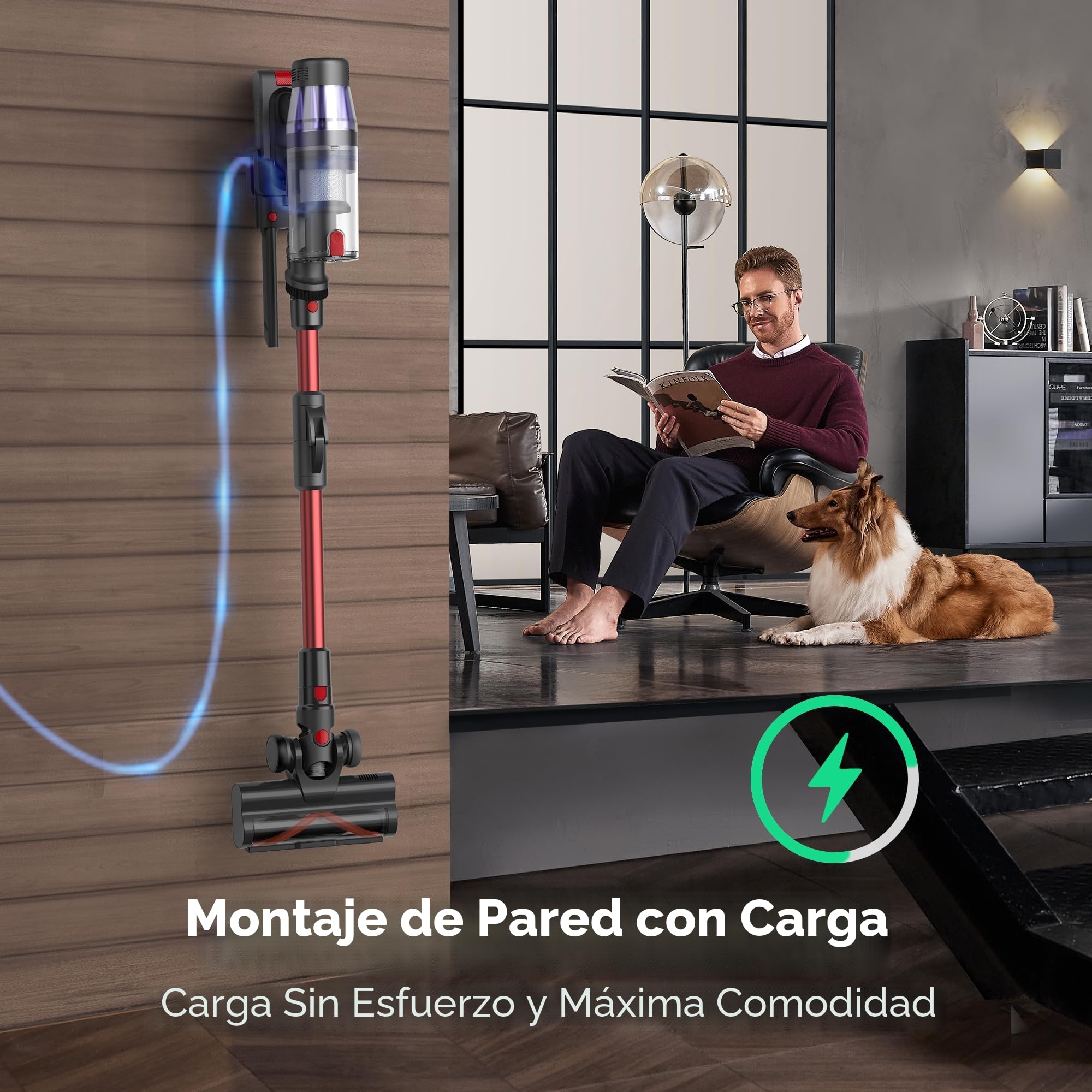 Ultenic Aspiradora inalámbrica de 65 KPa/600 W/60 minutos con varita flexible, aspiradora de palo recargable, pantalla táctil, cepillo sin enredos, faro GreenEye para todos los suelos, alfombras y
