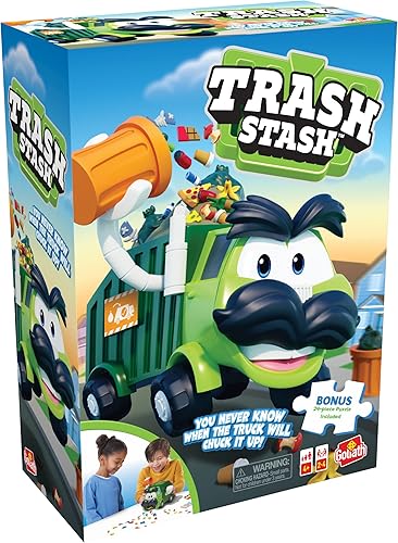 Miniatura 7 de Goliath Juego de basura con rompecabezas de 24 piezas  Llena el bote de basura, mira cómo se vierte en un camión de basura o camión Chucks It Up