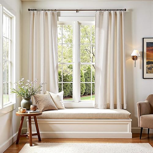 Miniatura 2 de JINCHAN cortinas de mezcla de lino para sala de estar, con bolsillo para cortinero y trabillas traseras, paneles para dormitorio y puerta de patio,