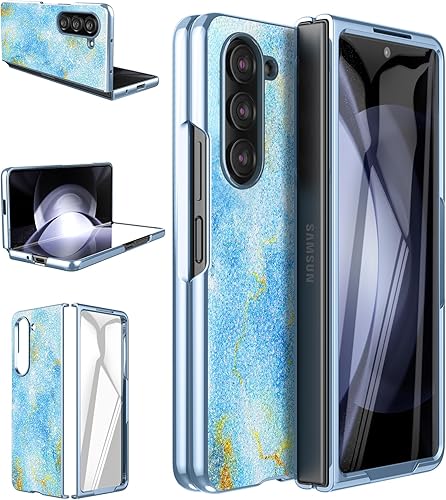 DDJ Funda para Samsung Galaxy Z Fold 5, funda rígida de policarbonato brillante con diamantes de imitación para mujeres y niñas, funda brillante