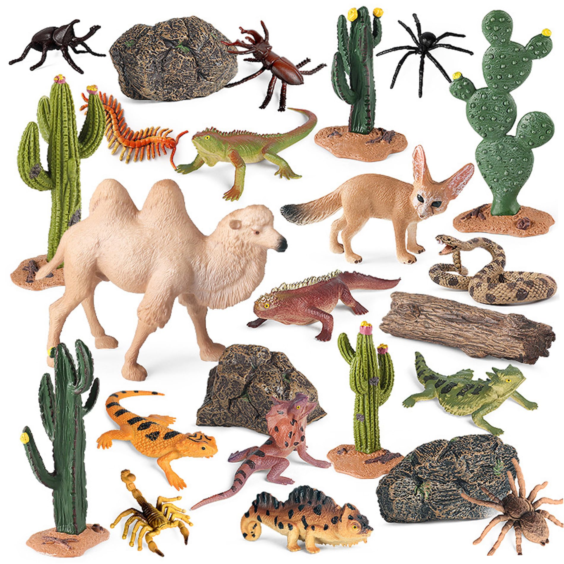 Grtheenumb Animal Toys|Desert Animals Figures Set of 24 Lifelike Educational Plastic Animal Toys for Kids Girls Boys