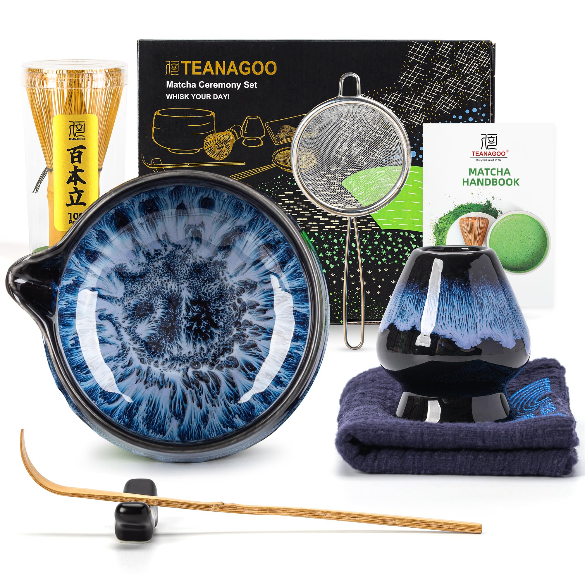 Amazon.com: TEANAGOO Matcha Set with Spout, Midnight Blue, Ceramic