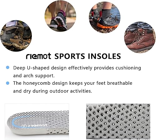 Miniatura 3 de riemot Plantillas de zapatos deportivos para hombre, plantillas de zapatos transpirables, suelas interiores cómodas para hombres, plantillas de copa