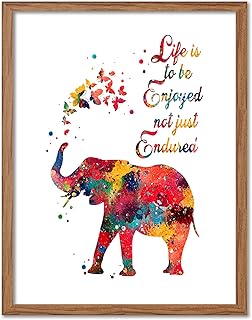 Elephant Spraying Butterfly Inspirational Quote Watercolor Art 8x10 inc. Unframed Print Animal Art Print Nursery Wall Decor Artworks Wall Art Dining Room Art Wall Hanging Decor House Warming Gift