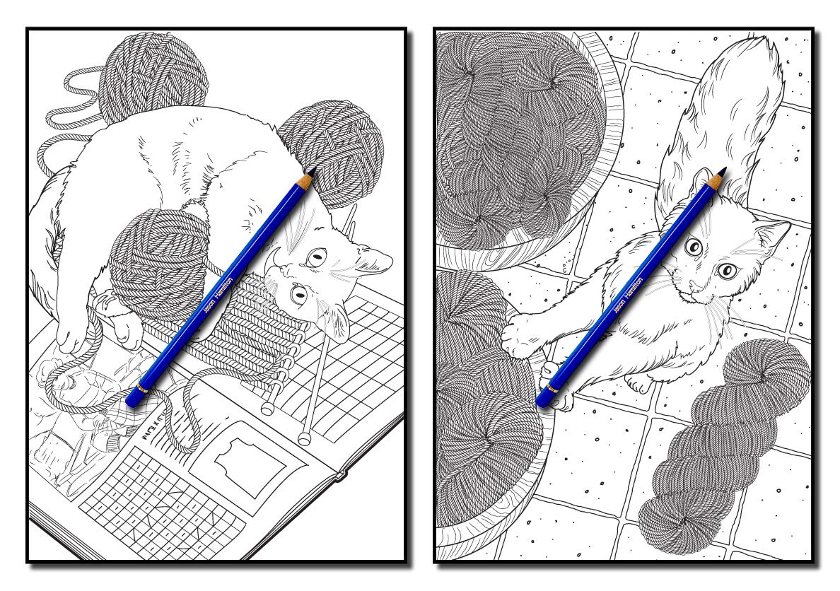 Knitting, Kittens & Cats: Adult Coloring Book for Knitting and Cat Enthusiasts image 3