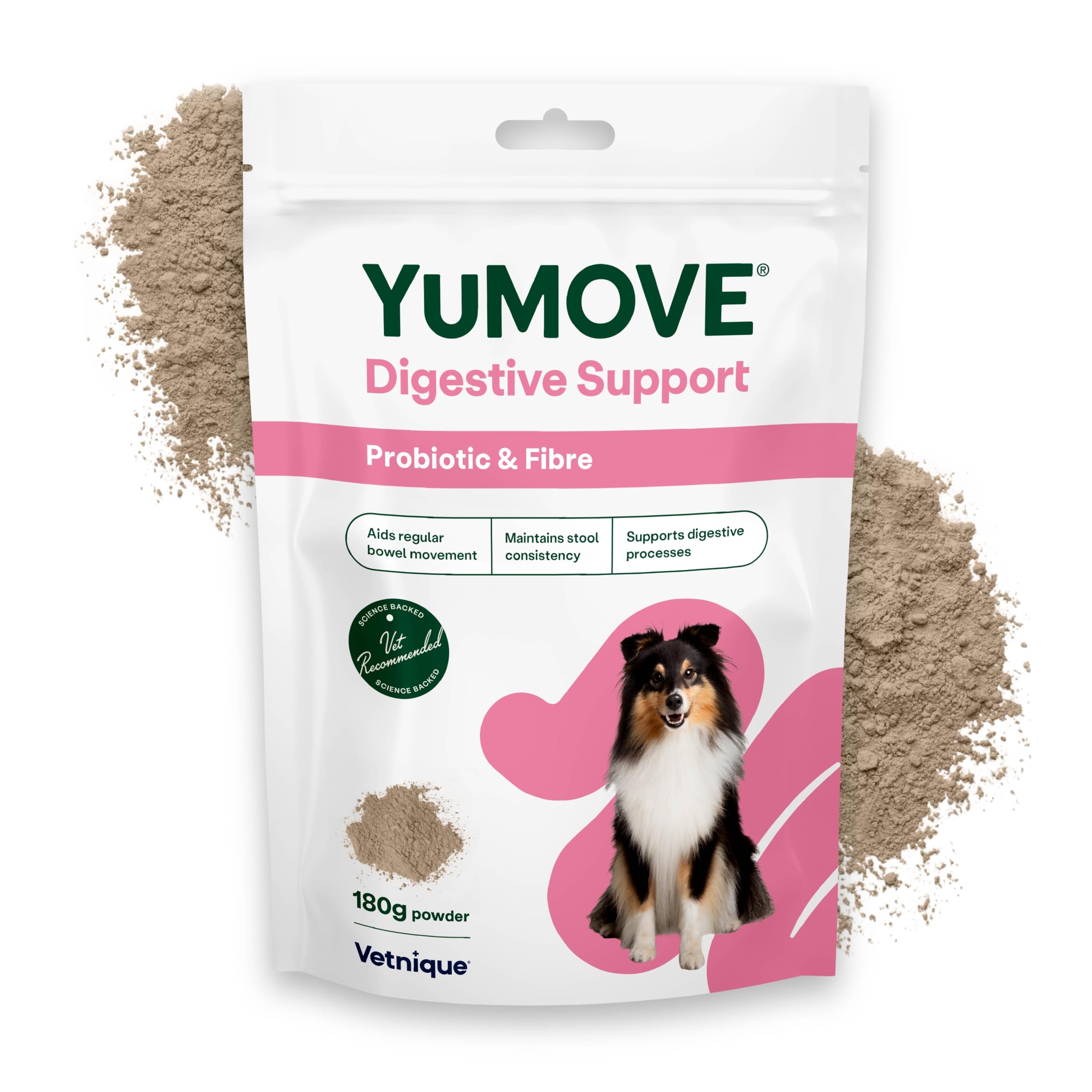 YuMOVE Digestive Care & Fibre, Dog Pre and Probiotic Supplement for Gut Health, Digestive and Anal Glande Support, All Ages and Breeds with Sensitive Digestion, 180g