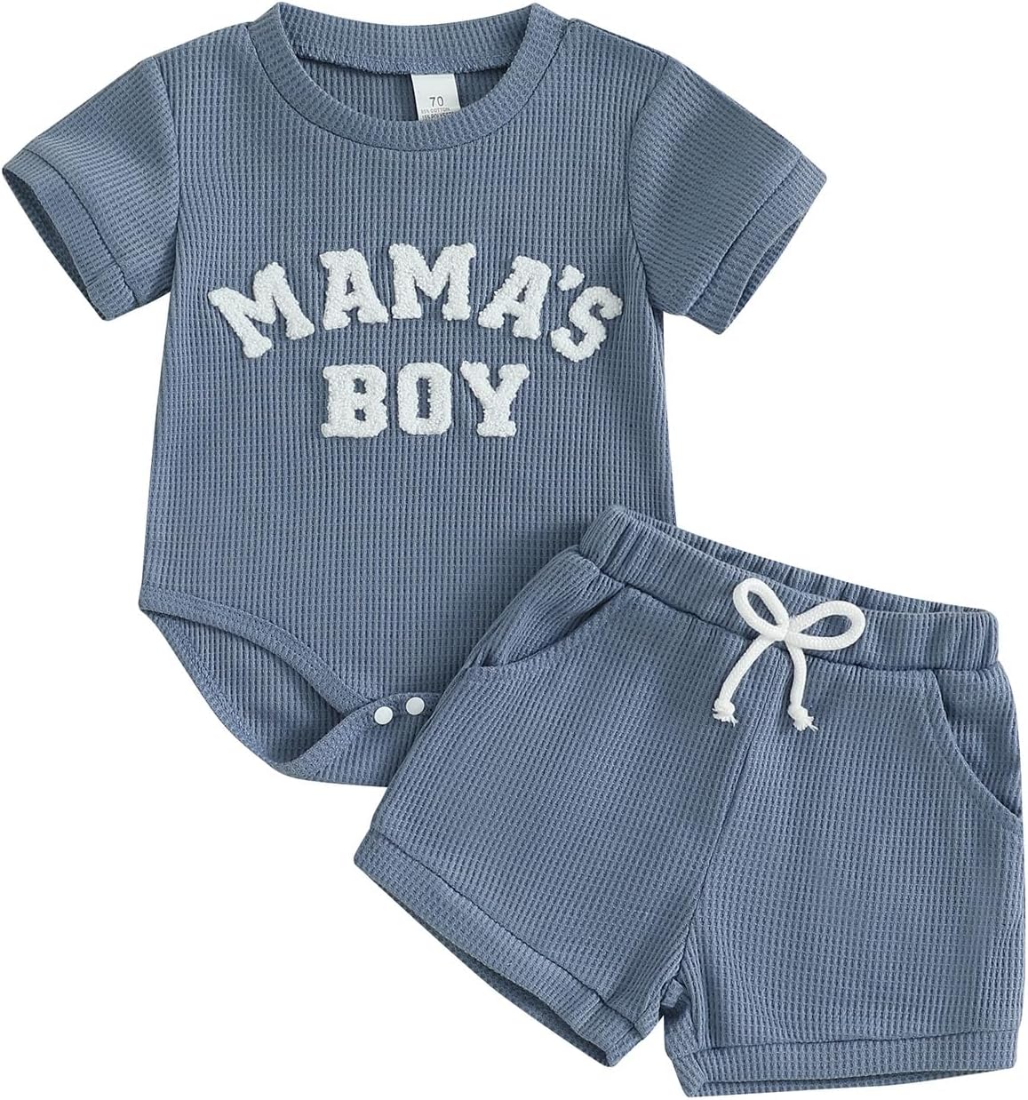 MERSARIPHY Newborn Baby Boy Summer Clothes Mama's Boy Little Dude Short Sleeve Romper Shorts Set Infant Waffle Knit Outfit