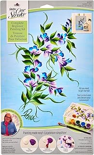 FolkArt One Stroke, Beginner Painting Kit, Includes 5 Paint Pots, 12 Flat Brush, and a Reusable Teaching Guide, Sweet Pea