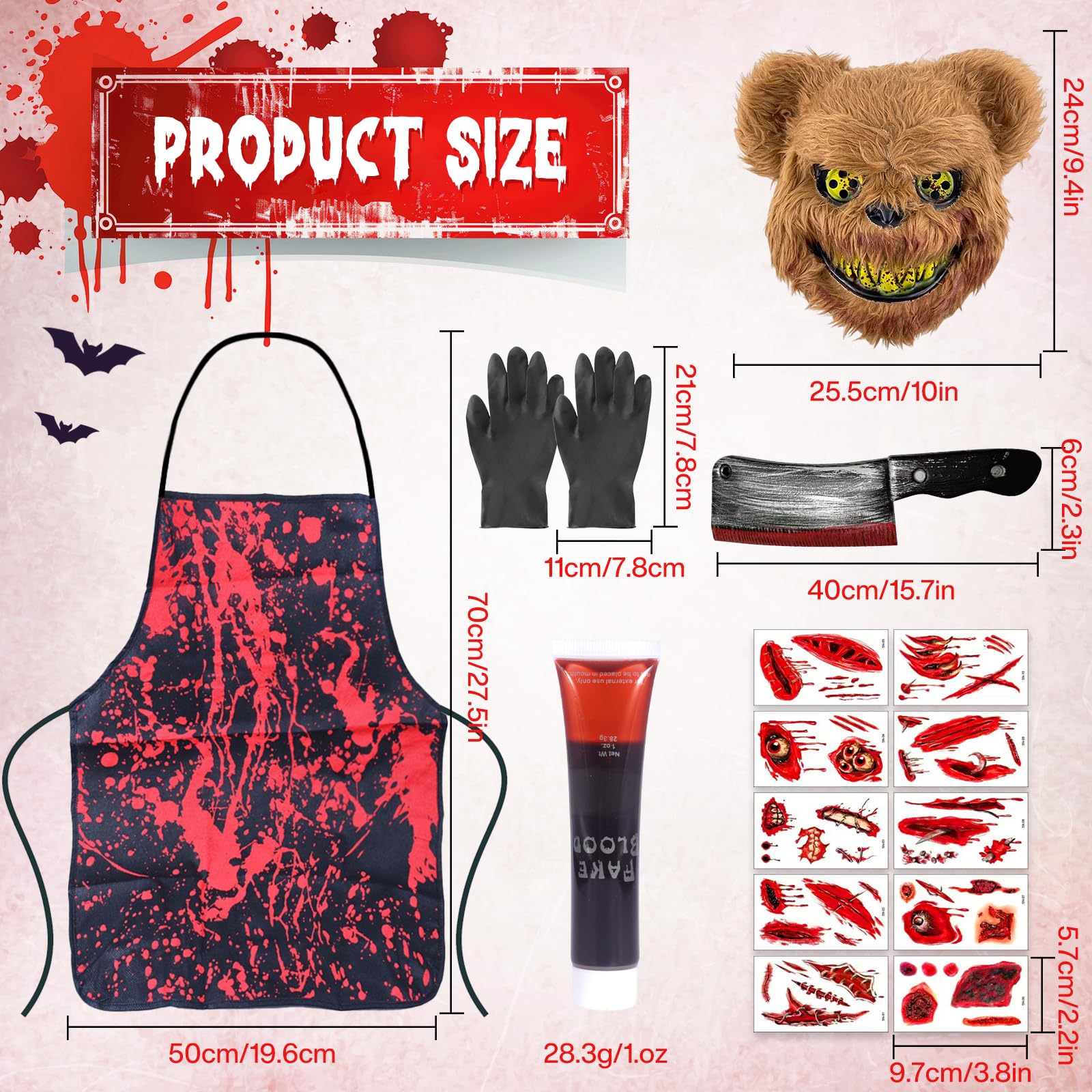 Halloween Straszna Maska, Kostium Horroru Niedźwiedź Straszny, Maska Grozy dla Dorosłego Dziecka, maska niedźwiedzia z horroru na Halloween karnawał impreza Cosplay Przebierana