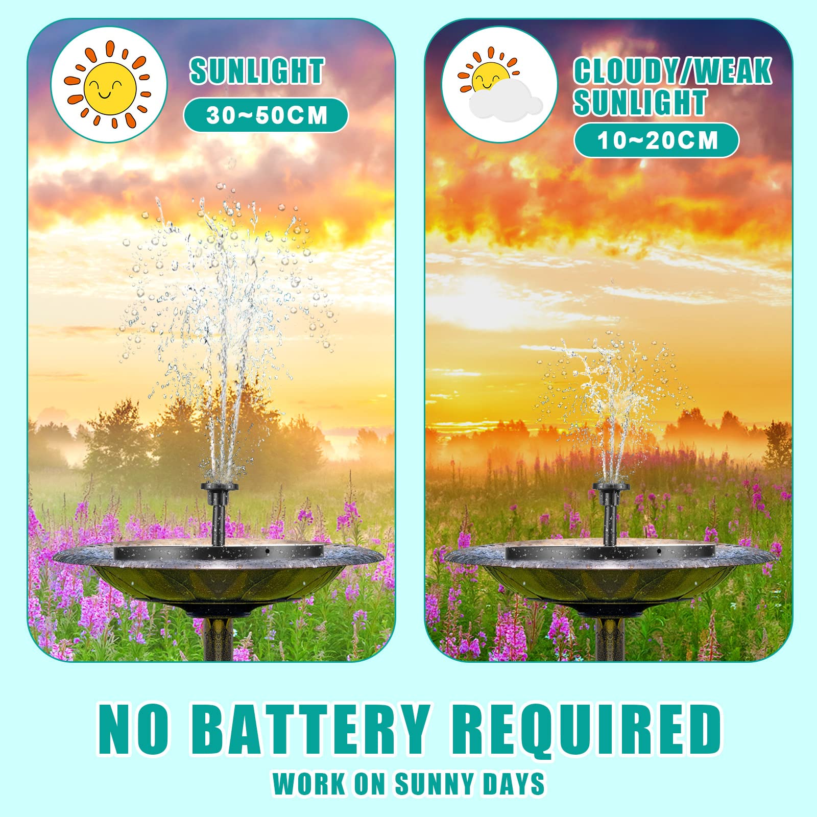 Fontaine Solaire Extérieur Flottante 1.4W Pompe Bassin Solaire Avec 6 Buses Pour Bain D'Oiseaux
