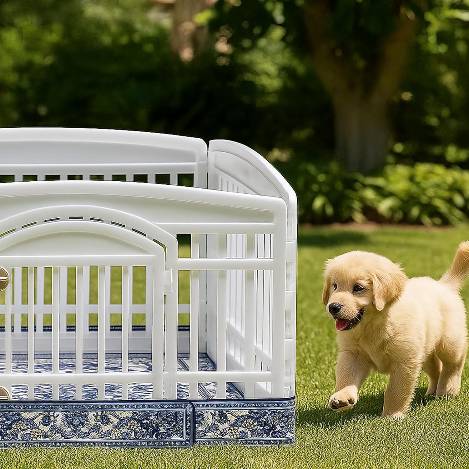 Dog Playpen Bottom Pad Fits for 36 Inch 4 Panels Exercise Pet Playpen, Dog Crate Pad Puppy, Hoop and Loop Design (Note: Playpen Not Included).(Madala)