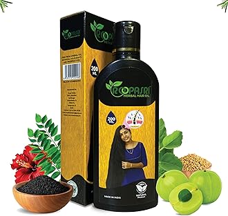 Roopasri Herbal Hair Oil for Men & Women 200 ml | Promotes Hair Growth & Reduces Hair Fall | With Amla, Indigo, Moringa, Hibiscus Flower, Coconut and Bhringraj | Mineral Oil free