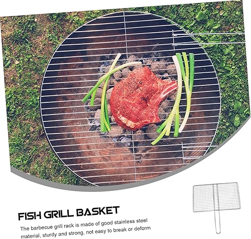 Miniatura 8 de Parliky Parrilla plegable Rejilla redonda Rejilla de acero inoxidable Rejilla de parrilla Cesta de parrilla Cesta de parrilla de malla Cesta de