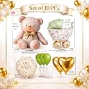 Party Warehouse Teddy Theme Ballooon| Oh Baby Teddy Bear,Baby Stroller/Pram Foil & Confetti Balloons|Mint Green & Peach Balloon for Baby shower/Godh bharai/Birthday/Welcome baby/Newborn Arrival-10 pcs gallery image