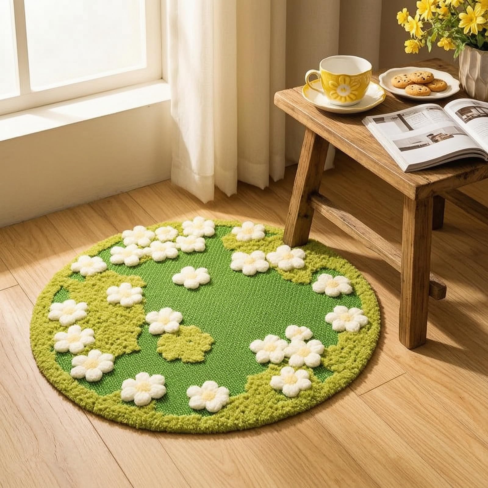 Baoblaze Tapis Grattage Circulaire pour Chat avec Texture Mixte Vert Tissé et Moelleuses pour Détourner s Sols et Meubles Précieux Confortable pour avec Animaux