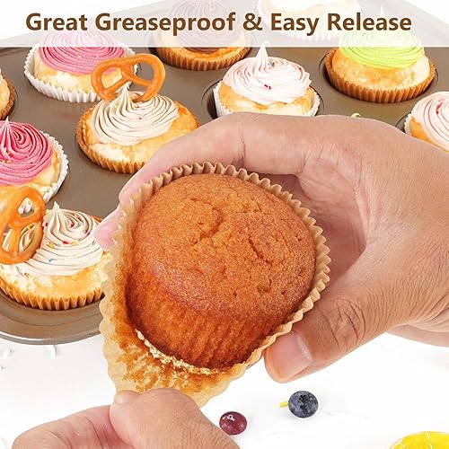 Miniatura 2 de Gifbera Forros naturales para magdalenas estándar, 1000 unidades, sin blanquear a prueba de grasa para hornear