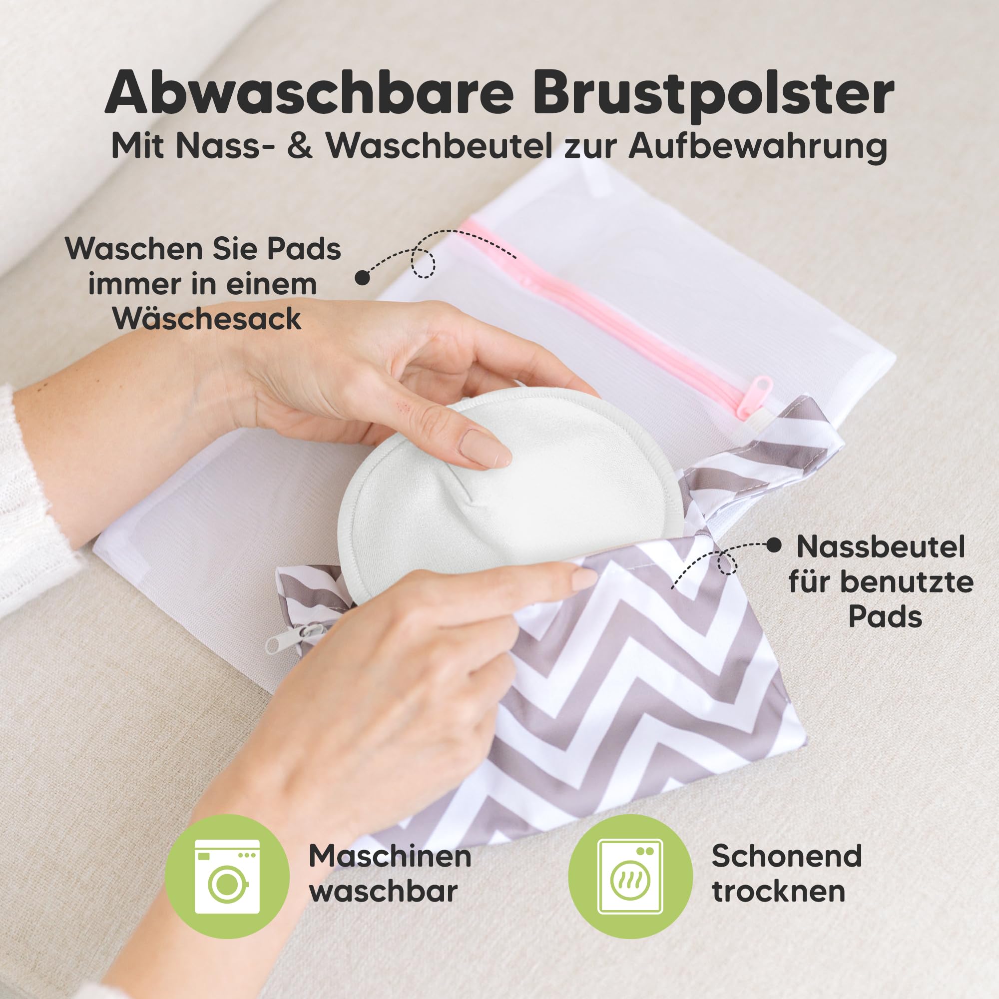 KeaBabies Bio Bambus Stilleinlagen - 14 Stilleinlagen Waschbar + Wäschebeutel - Wiederverwendbare Breast Pad für die Mutterschaft - Waschbar, Weich und Saugfähig (Soft White, L 12.7cm)