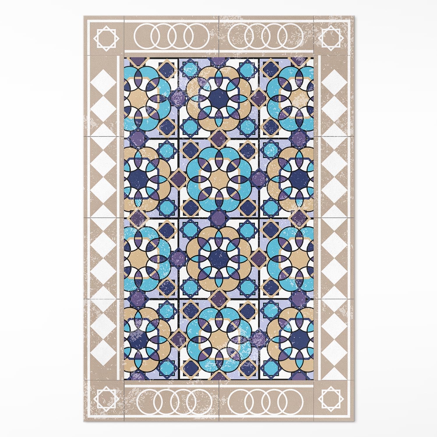 Tapis en vinyle 140x210 cm Maison Deco motifs carrés en losange pour le salon