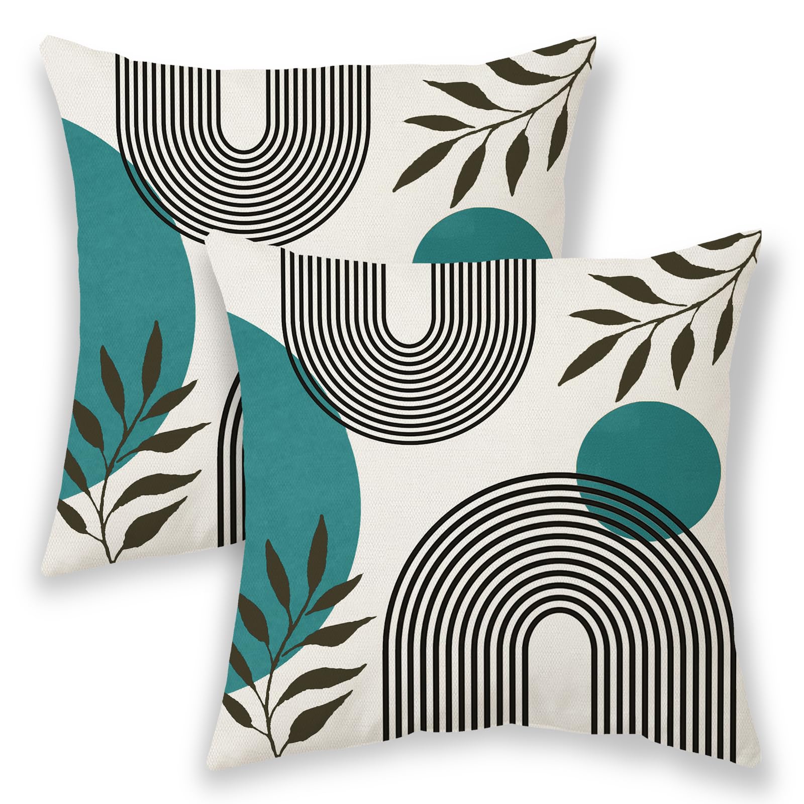 Yxuiyal Boho Pillow Covers 18x18 Set Of 2 - Black Abstract Linen Cushion Covers For Sofa Bed Decor - View #7