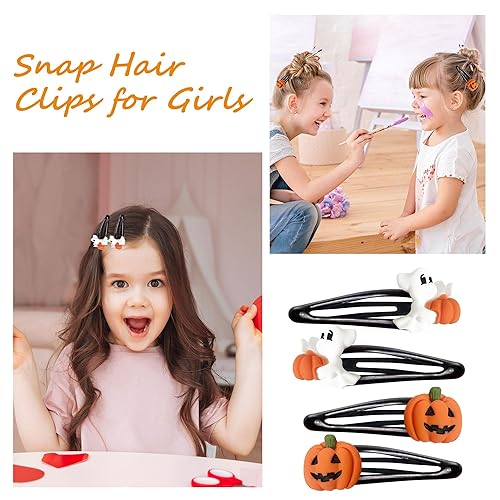 Miniatura 6 de 4 pinzas para el cabello de Halloween, pinzas de pelo de calabaza de Beleki fantasma, pinzas de pelo de metal de 2.4 pulgadas, pasadores