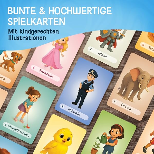 LIKARTO Pantomime Spiel für Kinder - Lustiges Familienspiel & Ratespiel - Outdoor & Indoor Kinderspiel - Geschenkidee für Mädchen & Jungen - Spiele ab 4, 5, 6, 7, 8, 9 Jahre - 5