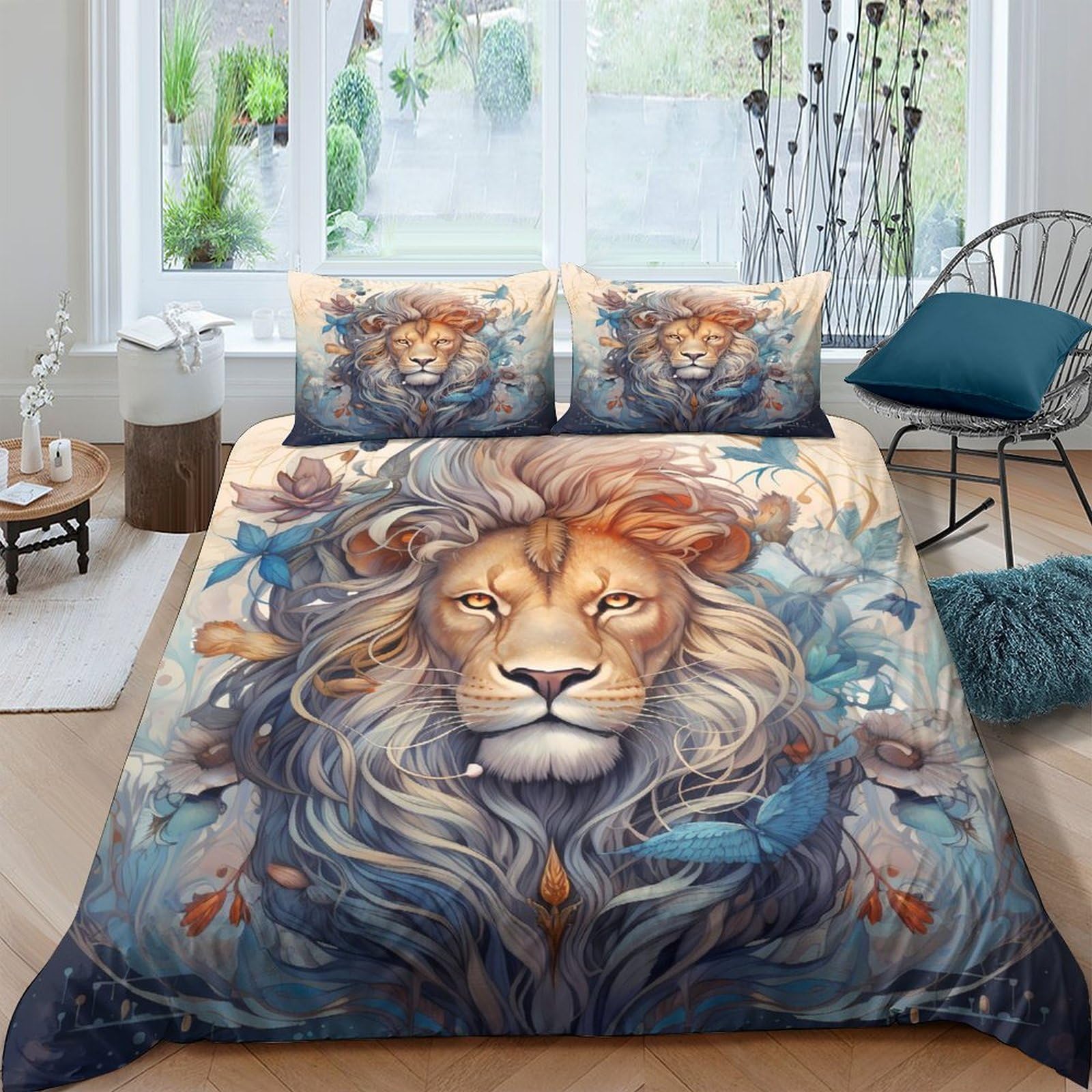 Ctjqhvkz Style-7 3D Printed Lion Mane Fitted Sheet Microfiber Soft Animal Art Mattress Cover For Bedroom Dorm Home Decor Protection Single（135X200cm）