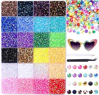 30000pcs Nail Art Rhinestones, 24 Colors 3mm Flat Back Nail Gems Crystal...
