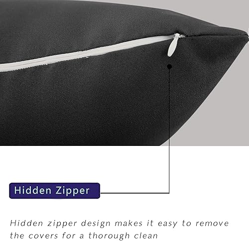 Miniatura 4 de idee-home Almohadas para exteriores con rellenos incluidos, juego de 2 almohadas cuadradas impermeables para patio exterior, 18 x 18 pulgadas, color