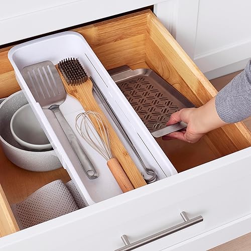Miniatura 5 de YouCopia DrawerFit - Cajonera deslizante, organizador de almacenamiento de cocina expandible y ajustable, color blanco moteado
