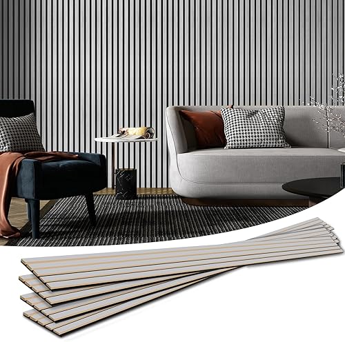 Miniatura 1 de Art3d Paneles acústicos de listones de madera de 4 piezas para decoración elegante y reducción de ruido, panel texturizado 3D para techo y pared,