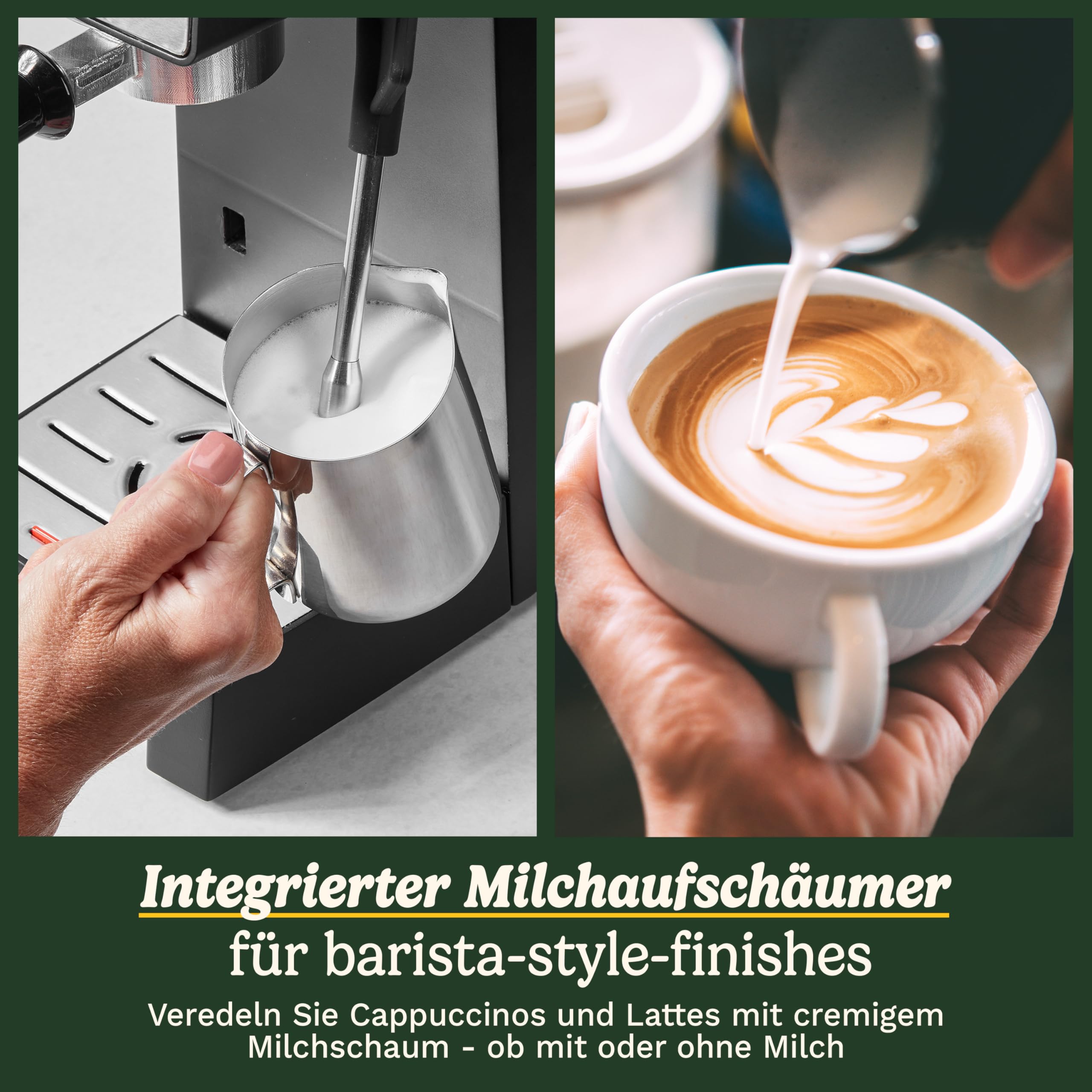 Cuisinart Slim Kaffeemaschine | Espresso, Americano, Cold Brew | Integrierter Milchaufschäumer | 15 Bar | Siebträger ohne Boden | kompakt | Reisebecher | 1,5L Tank, Edelstahl Slim