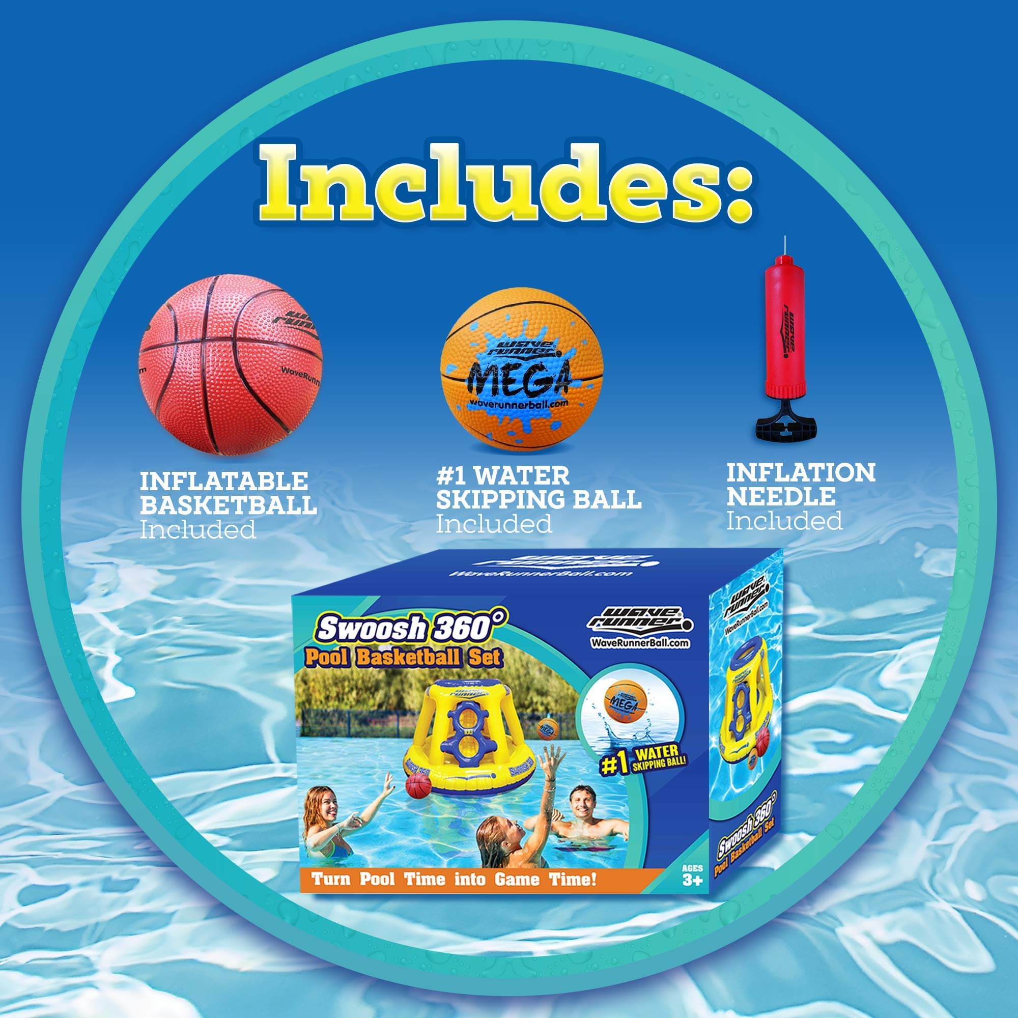 Amazon.com: Wave Runner Swoosh 360 Swimming Pool Basketball Hoop Set by  WAVERUNNER - (Yellow/Blue) : Toys & Games