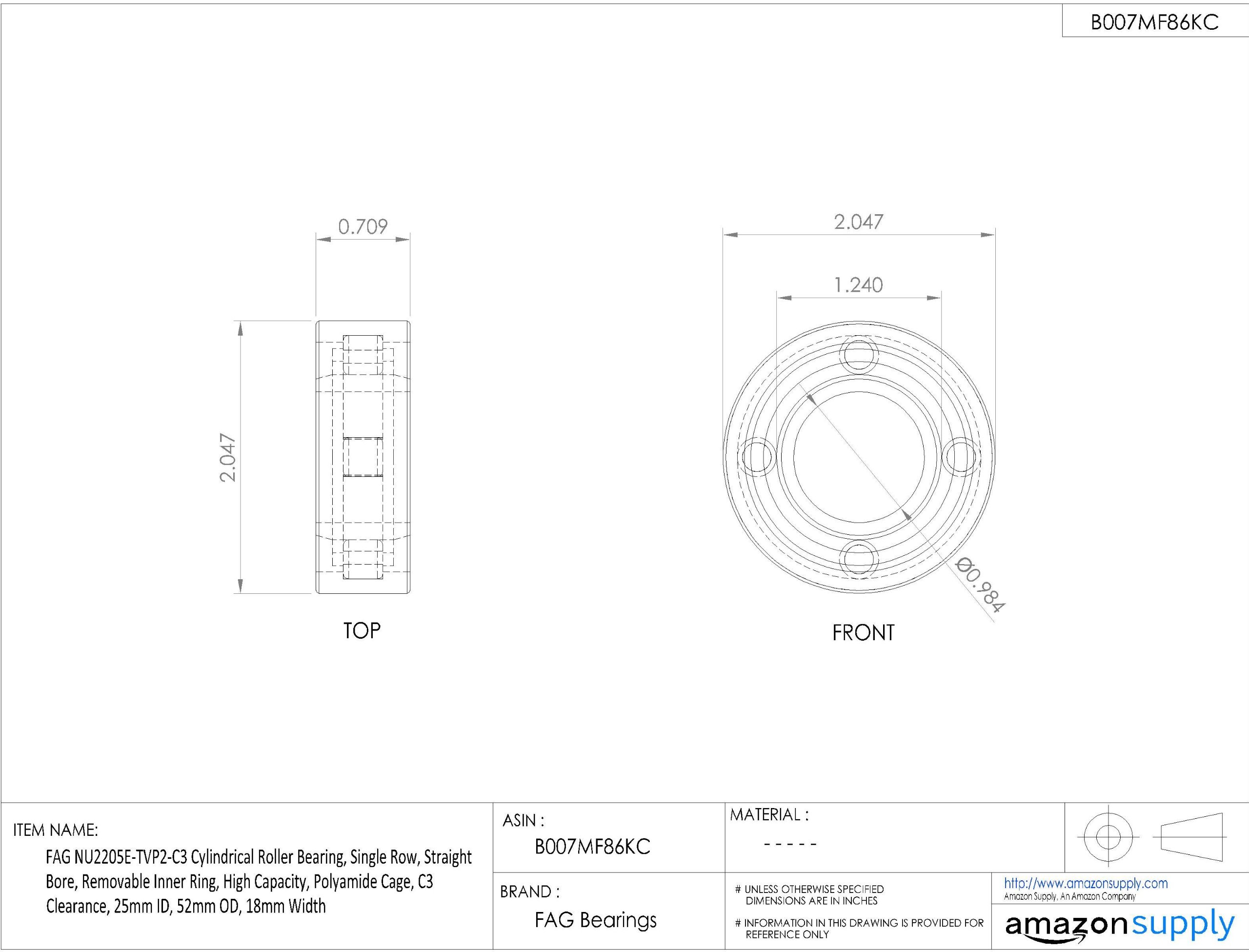 FAG Zylinderrollenlager NU2205-E-XL-TVP2-C3 – 25x52x18mm, Neuware, Top-Qualität