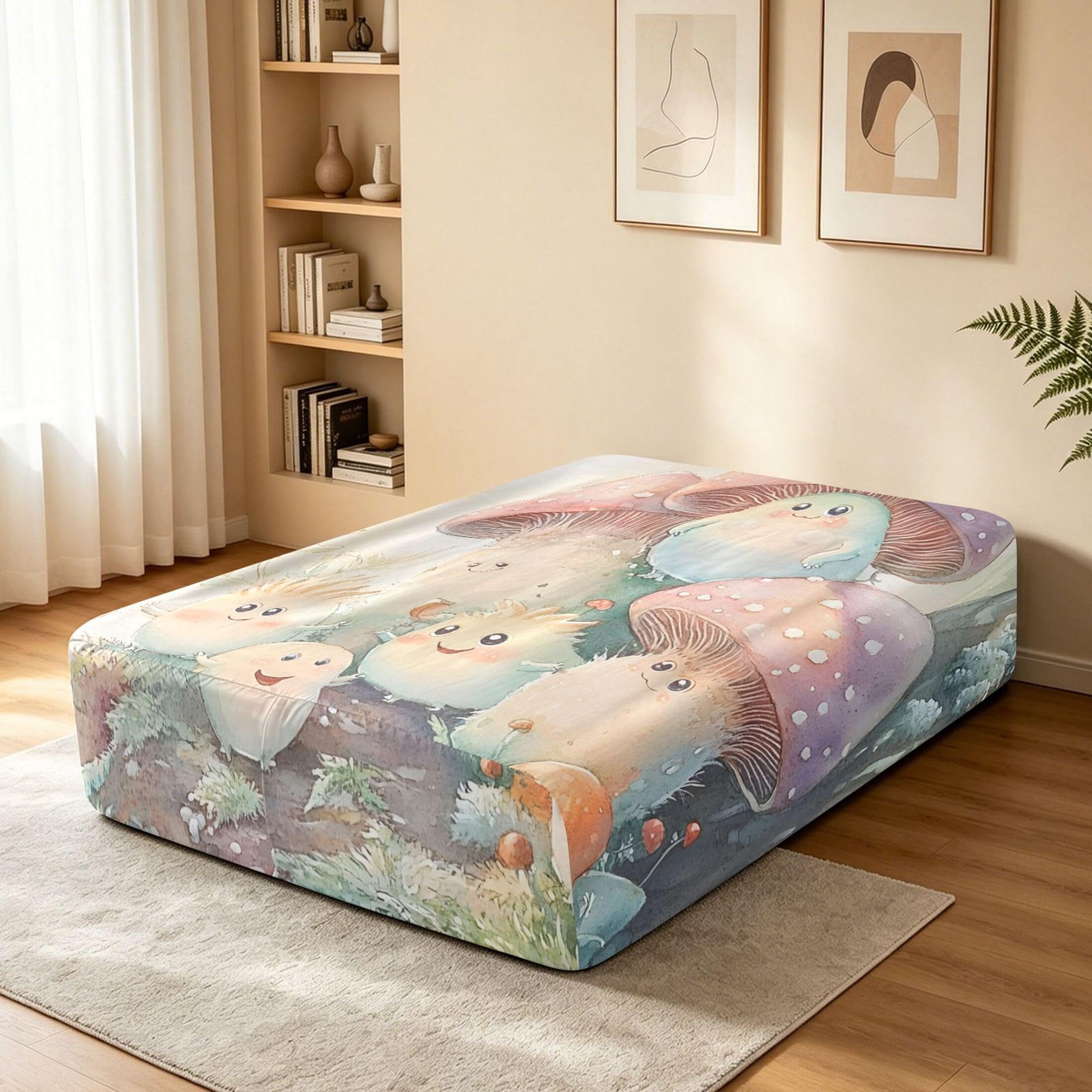 Cute Monsters - Sábana bajera ajustable individual para colchón de aire, bolsillo extra profundo de 24 pulgadas, funda suave y transpirable con apertura de válvula de cremallera para cama de