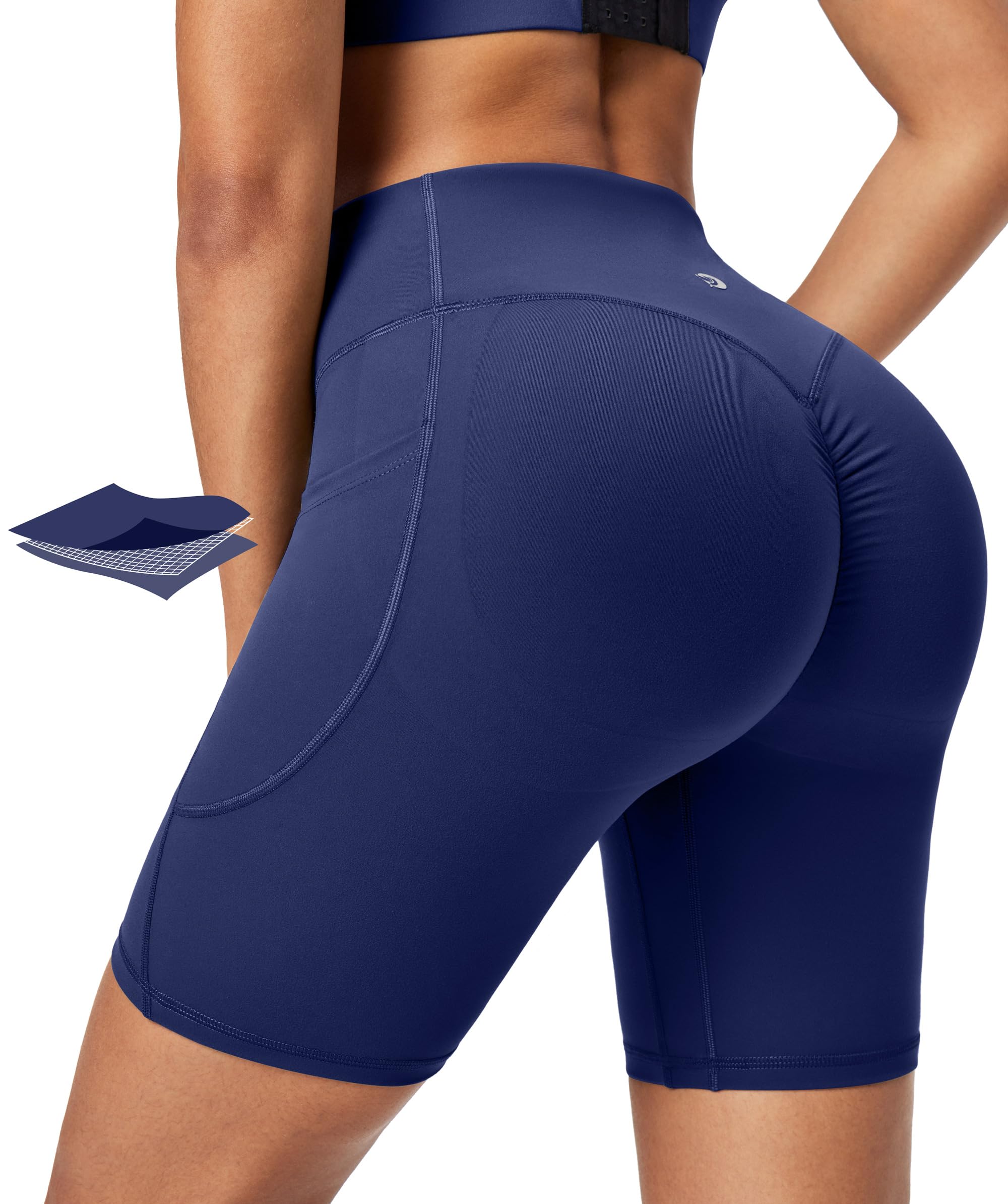 IUGA Gym Shorts Women Scrunch Butt Lifting Tummy Control Biker Shorts with Pockets High Waist Yoga Booty Workout Running 6"