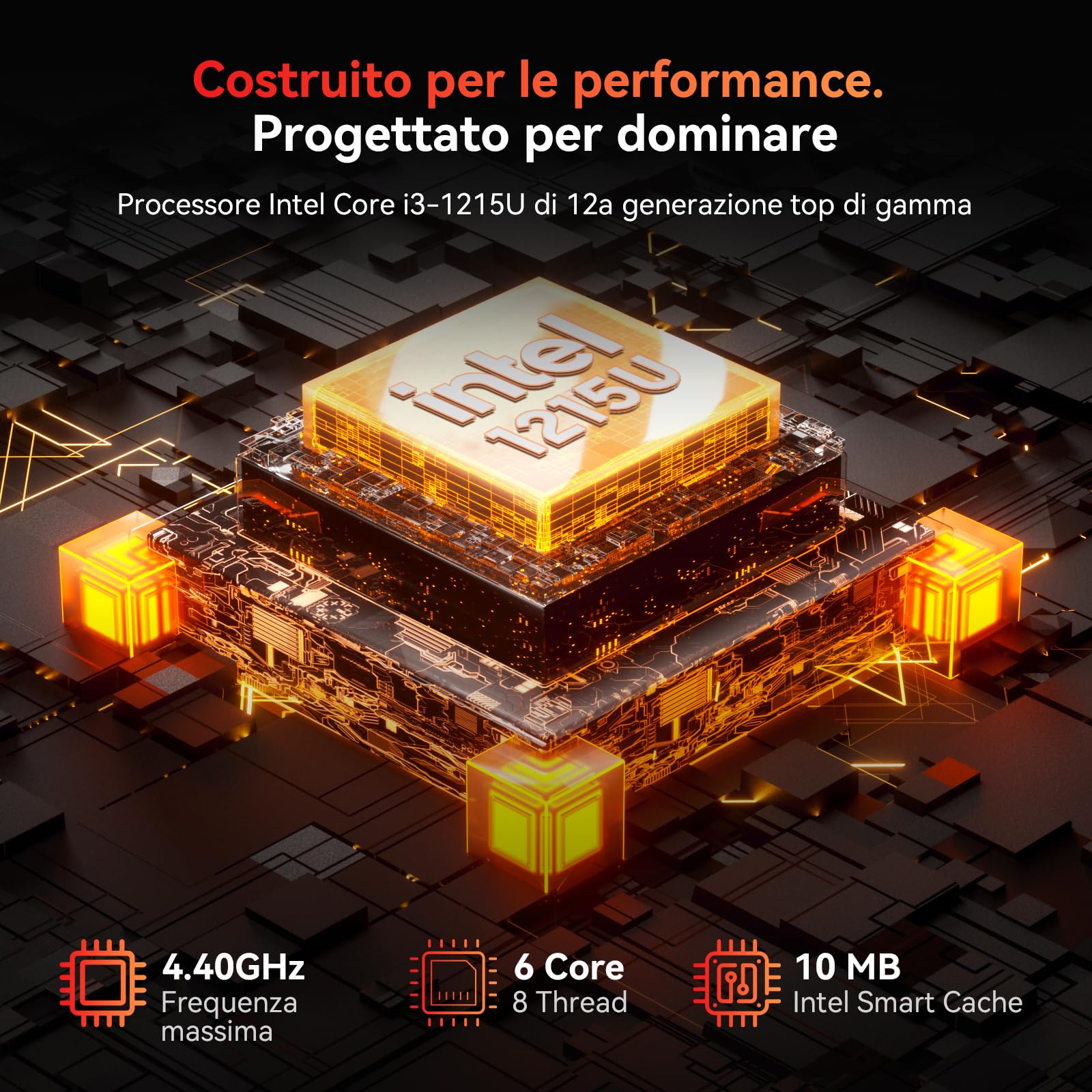 Blackview MP100 Pro Mini PC Processore i3-1215U (Beats 4300U/1011U), 16GB DDR4 512GB SSD Mini Desktop Computer, Garanzia 3 Anni, 8K Triplo Display DP 1.4+HDMI 2.0+Type-C/6 x USB 3.2 /WiFi 6/BT5.2