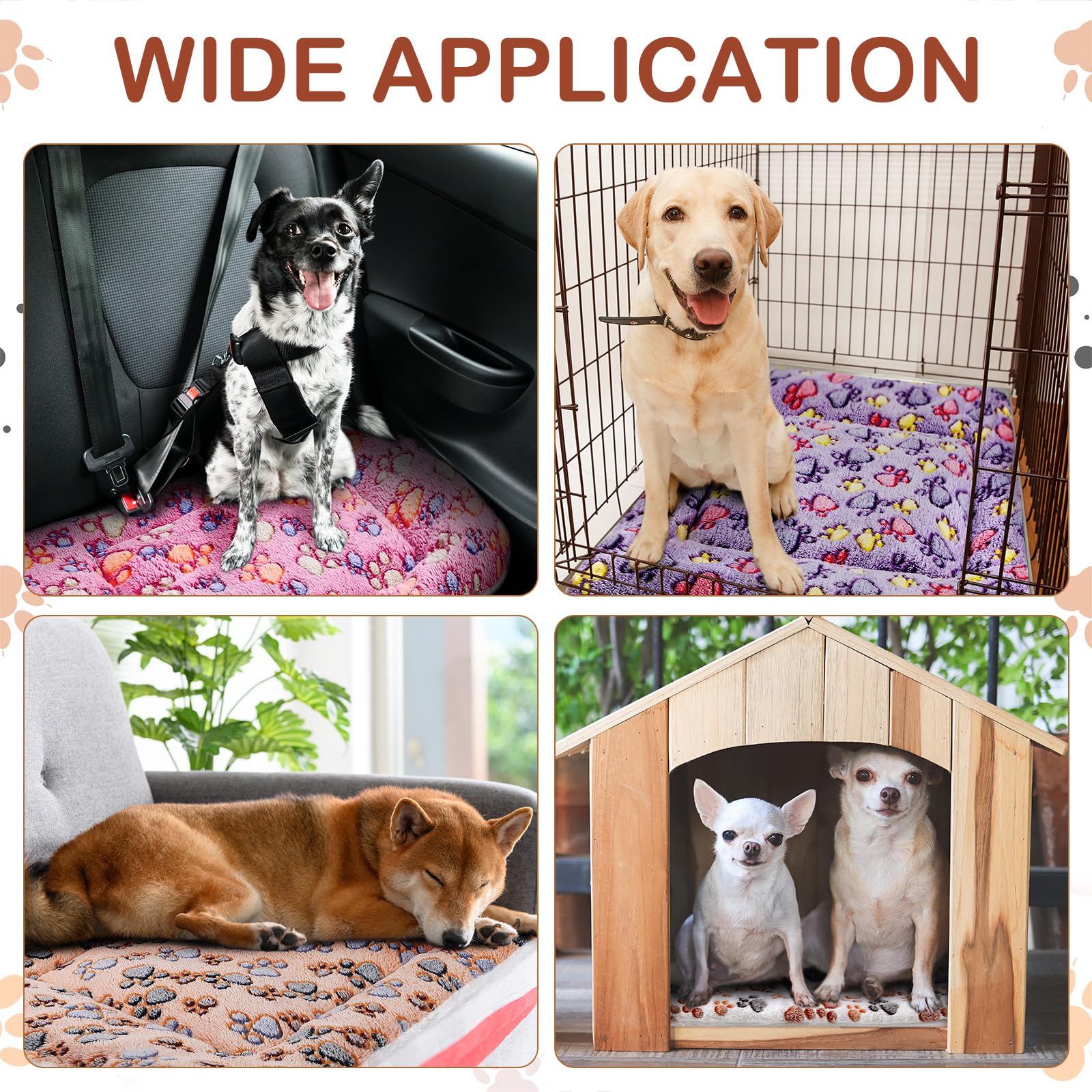 Lot de 4 Tapis de lit Ultra Doux pour Chien et Chat avec imprimés Mignons – Tapis réversible en Polaire Confortable et Lavable – Lit épais pour Hamster, Cochon d'Inde – Lit pour Animaux de Compagnie