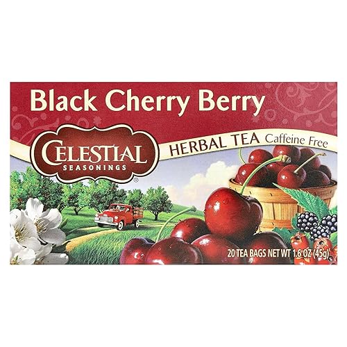 CELESTIAL SEASONINGS Herb Tea,BLK Cherry Berry, 20 bolsas (paquete de 3)