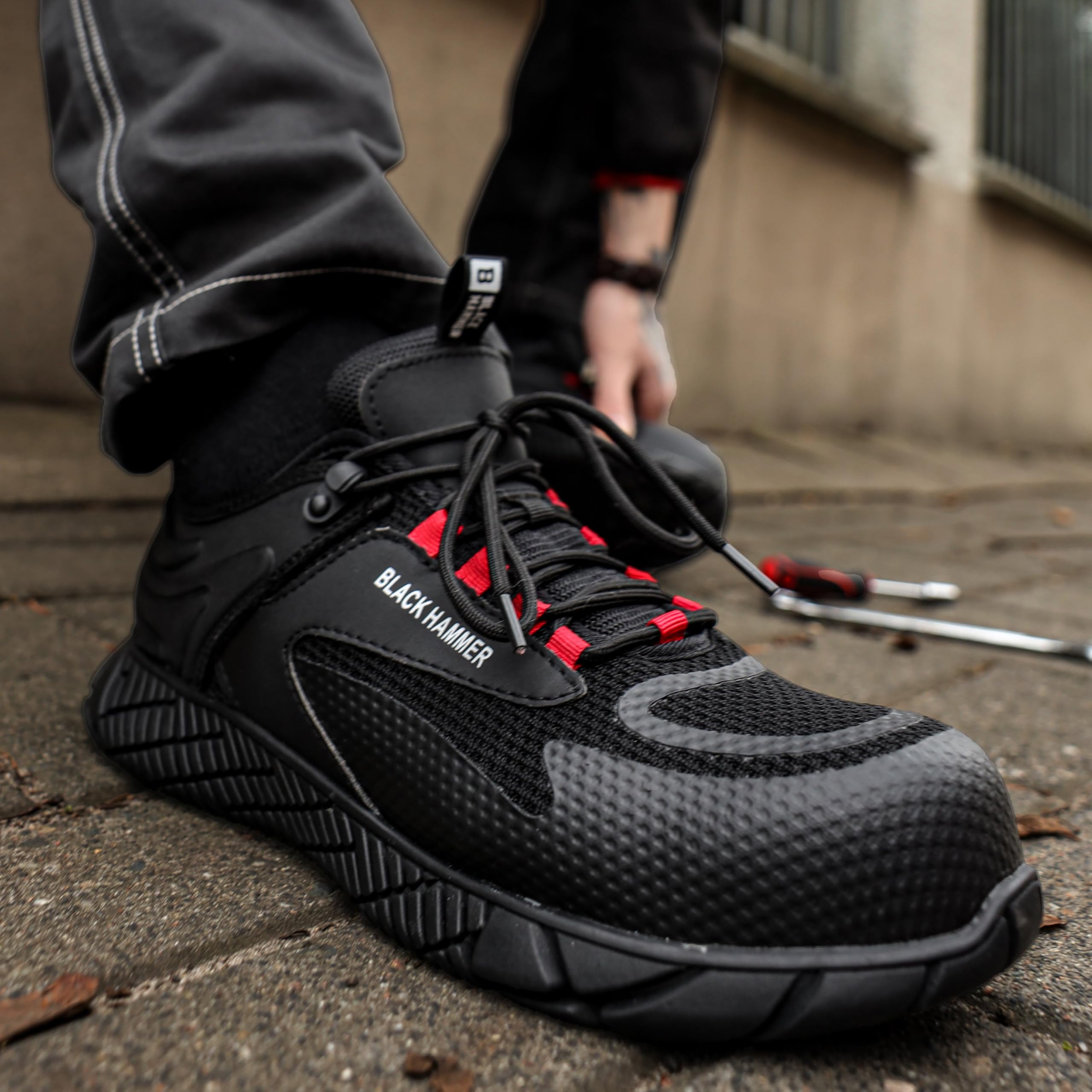 Zapatillas de Seguridad para Hombre con Cordones Manos Libres Calzado de Trabajo Ideal para Servicios públicos y almacenes Calzado Profesional S1 PL SR FO ESD Swift 5619