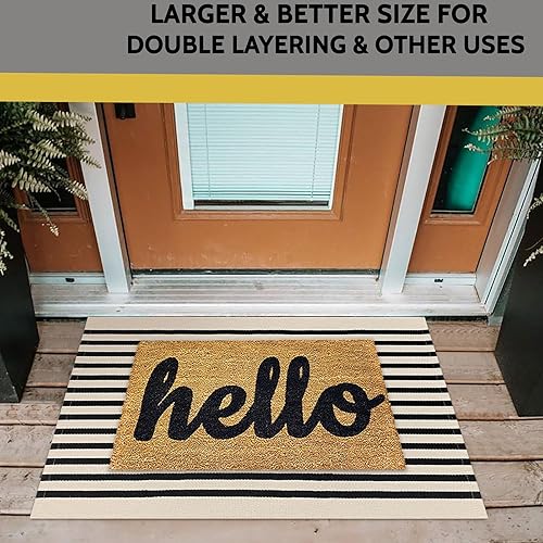 Miniatura 8 de Alfombra de rayas beige de 2.3 x 3.6 pies para interiores y exteriores, alfombra tejida a mano de algodón lavable a rayas para puerta delantera,