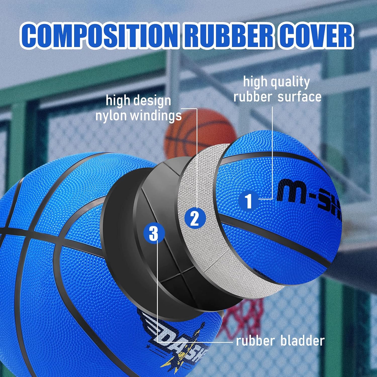 Jerify 12 Pieces Basketballs Bulk 29.5" Official Size 7 Rubber Basketballs Rubber Inflatable Basketball with Pump Indoor Outdoor Standard Basketball Bulk for Training and Play