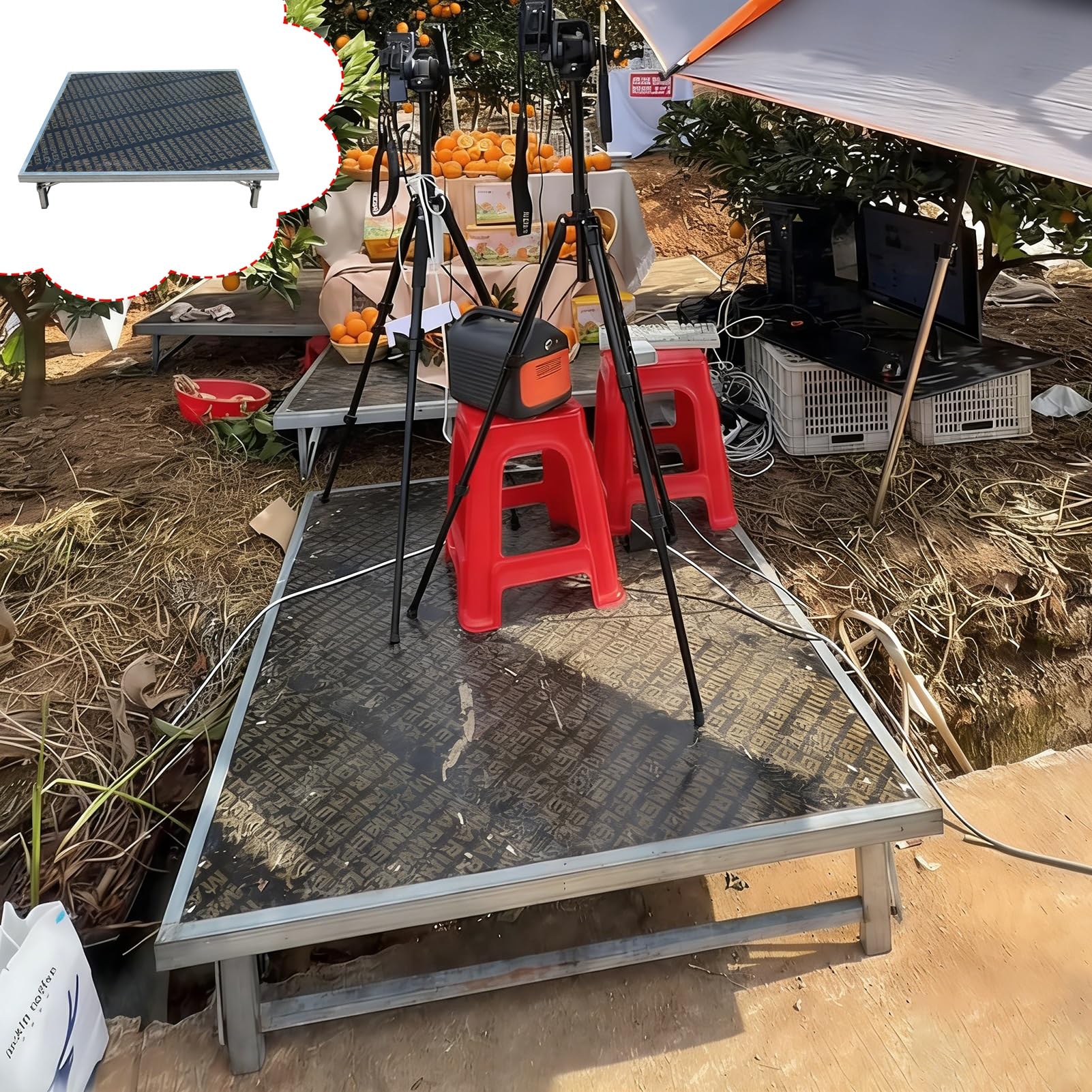 Plateforme de scène modulaire portable avec surface antidérapante pour événements et spectacles en plein air
