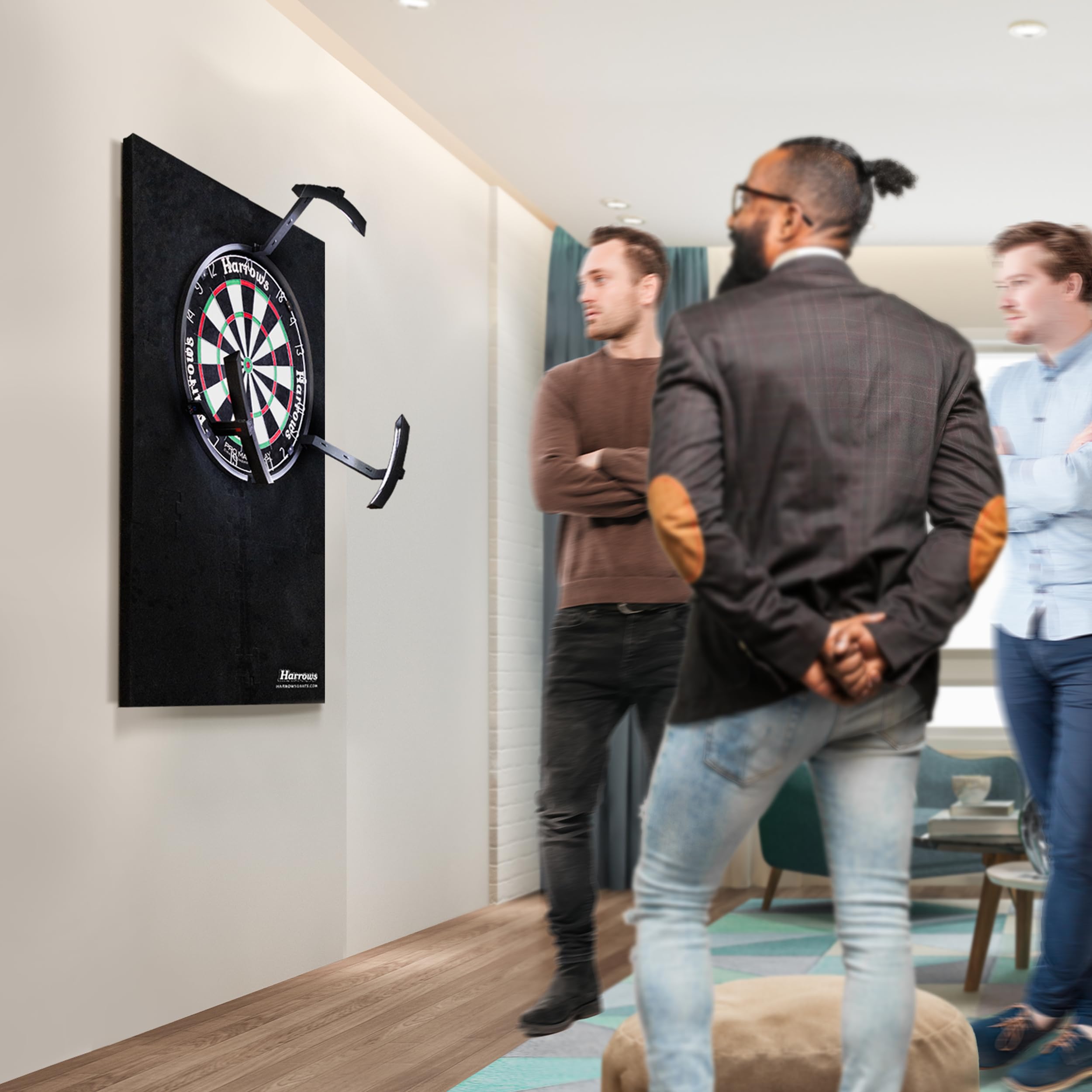 Harrows Dart Board Ring XL I Dartboard Surround 6 szt. Łatwy montaż Dart Surround I Ochraniacz ścienny Dodatkowa ochrona 6000 cm I 140% większa niż standardowa oprawa I Dwustronna strona dla