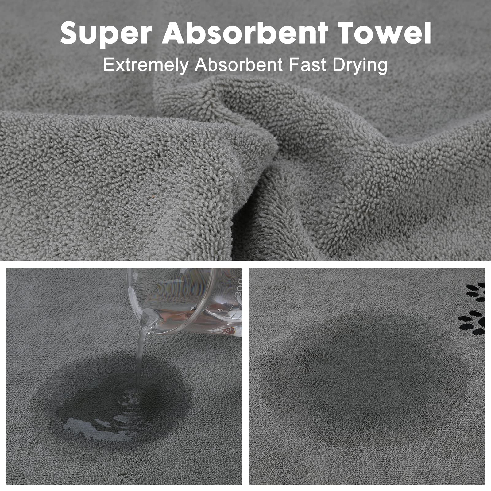 Toalla de baño de Microfibra para Mascotas, Toalla para Perro, Toalla Suave y Absorbente para Perros y Gatos pequeños, medianos y Grandes, Ideal para baño y Aseo (35 x 20 Pulgadas, 3 Colores)