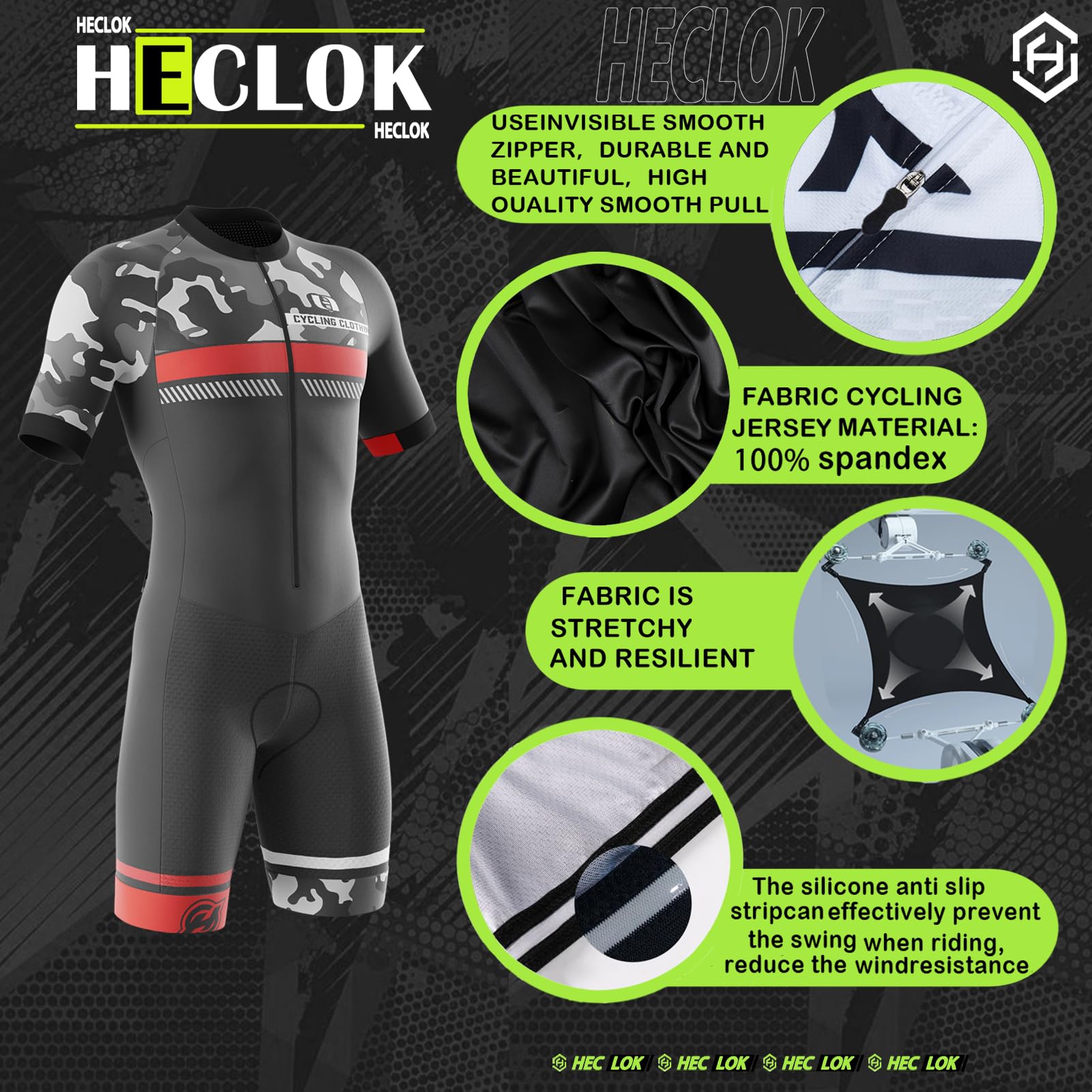 Combinaison de Cyclisme rembourrée à Manches Courtes pour Homme，Combinaison de Triathlon à Manches Courtes pour entraînement à vélo, Course de vélo, vêtements de Cycliste