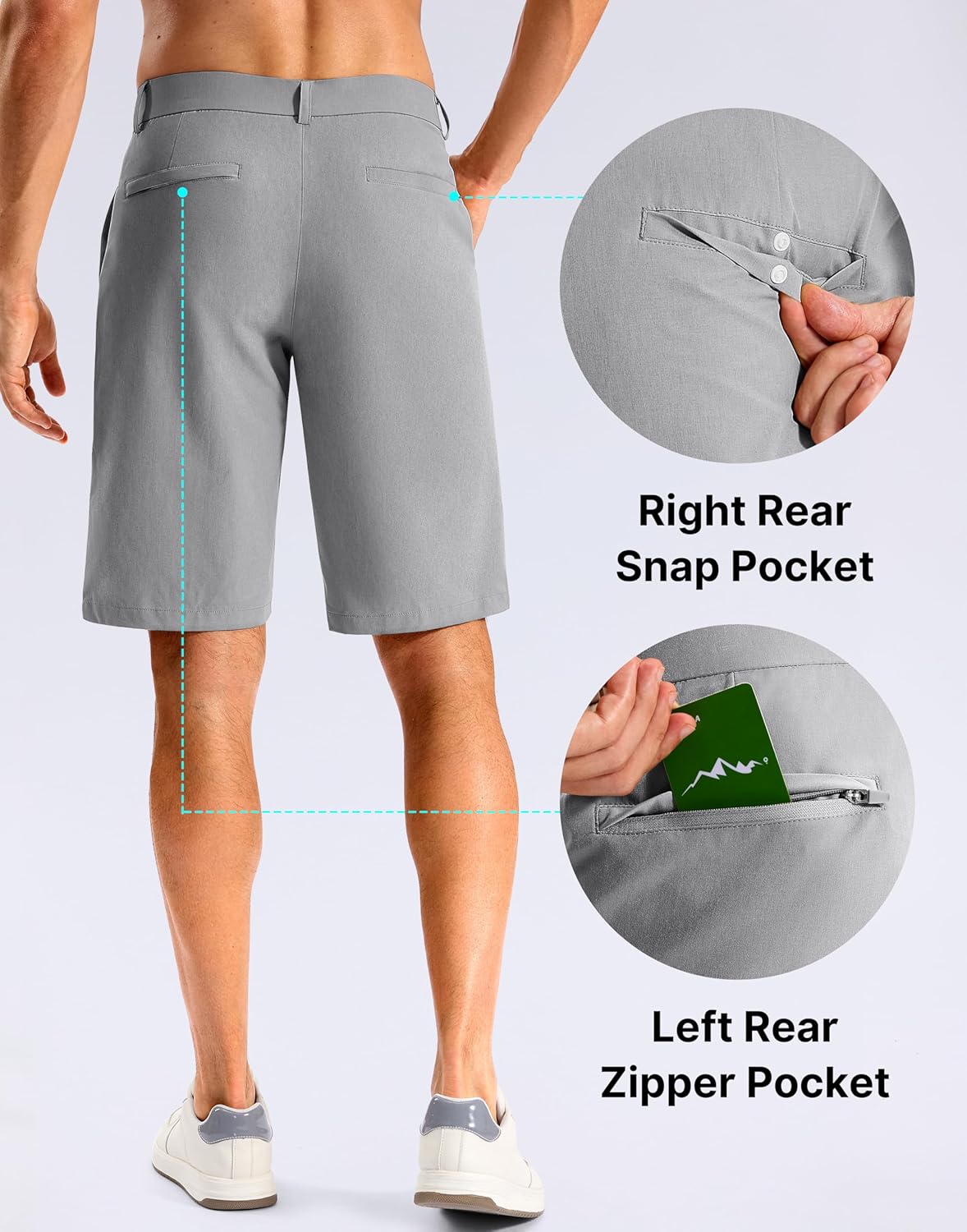 Men's Classic Fit Golf Shorts with 5 Pockets 11" Inseam Dress Stretch Lightweight Quick Dry Shorts for Casual Work - Image 3