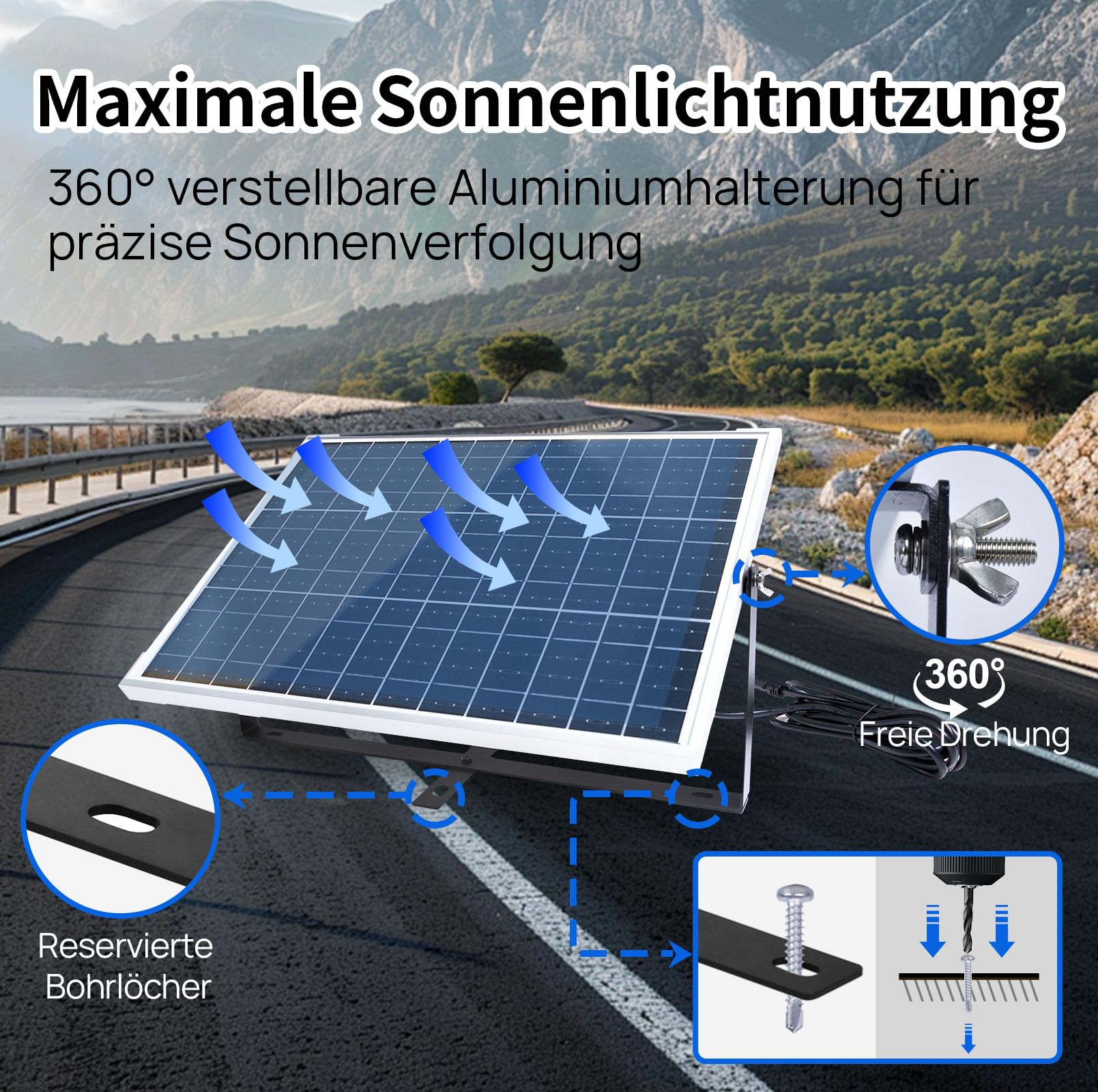 ECO-WORTHY 25W 12V Solar Batterieladegerät, 25W wasserdichtes Solarpanel Kit + verstellbare Halterung + verbesserter Laderegler, geeignet für 12V Batterie in Auto, Wohnmobil, Marine Boot, Motorräd