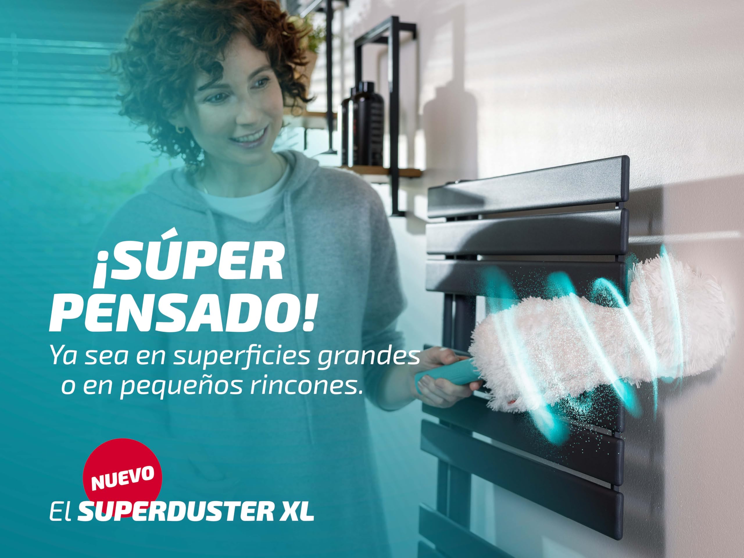 Leifheit SUPERDUSTER XL con Funda de Repuesto, Plumero Lavable con Funda de Microfibra de 360 Grados, Plumero Compatible con el Click System de Leifheit, Lavar no Tirar