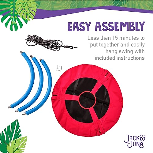 Miniatura 6 de Jack and June Columpio redondo rojo de 30 pulgadas de diámetro que soporta hasta 300 libras de swing
