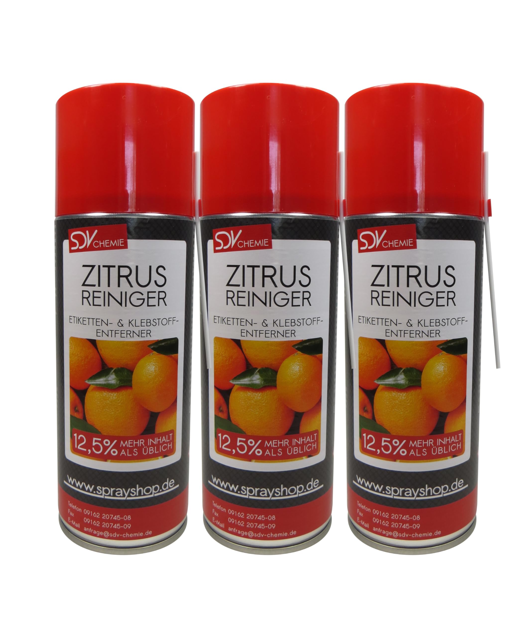 SDV Chemie Zitrusreiniger 3x 450ml Universalreiniger | Klebstoffreste, Teer, Nikotin Entferner
